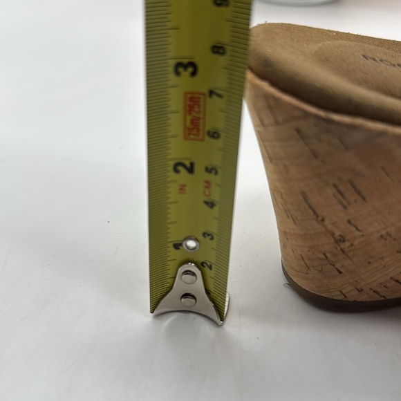 Rockport Black Slip On Two Strap Leather Cuts Out Cork Wedge Sandal Sz 7.5 - Picture 6 of 8